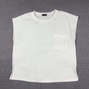 4/$15 YesLife T Shirt Women XL White Crewneck Sleeveless Boxy Oversized